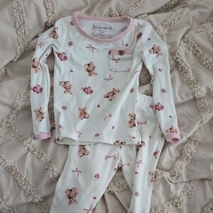 BearPaw Kids Pajama Set - Cream with Pink Teddy Bears
